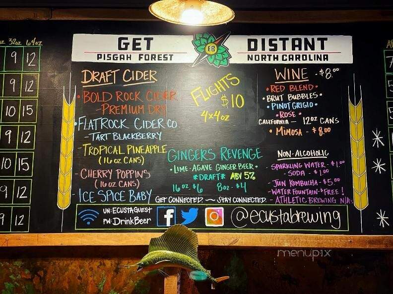 Ecusta Brewing - Pisgah Forest, NC menu_pic