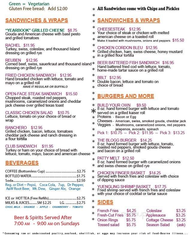 Yearbook Diner - Tunkhannock, PA menu_pic