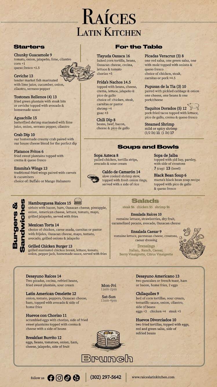 Raices Latin Kitchen - Millsboro, DE menu_pic