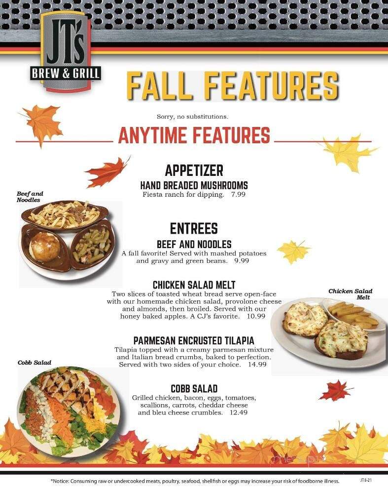 JTs brew and grill - Greenville, OH menu_pic