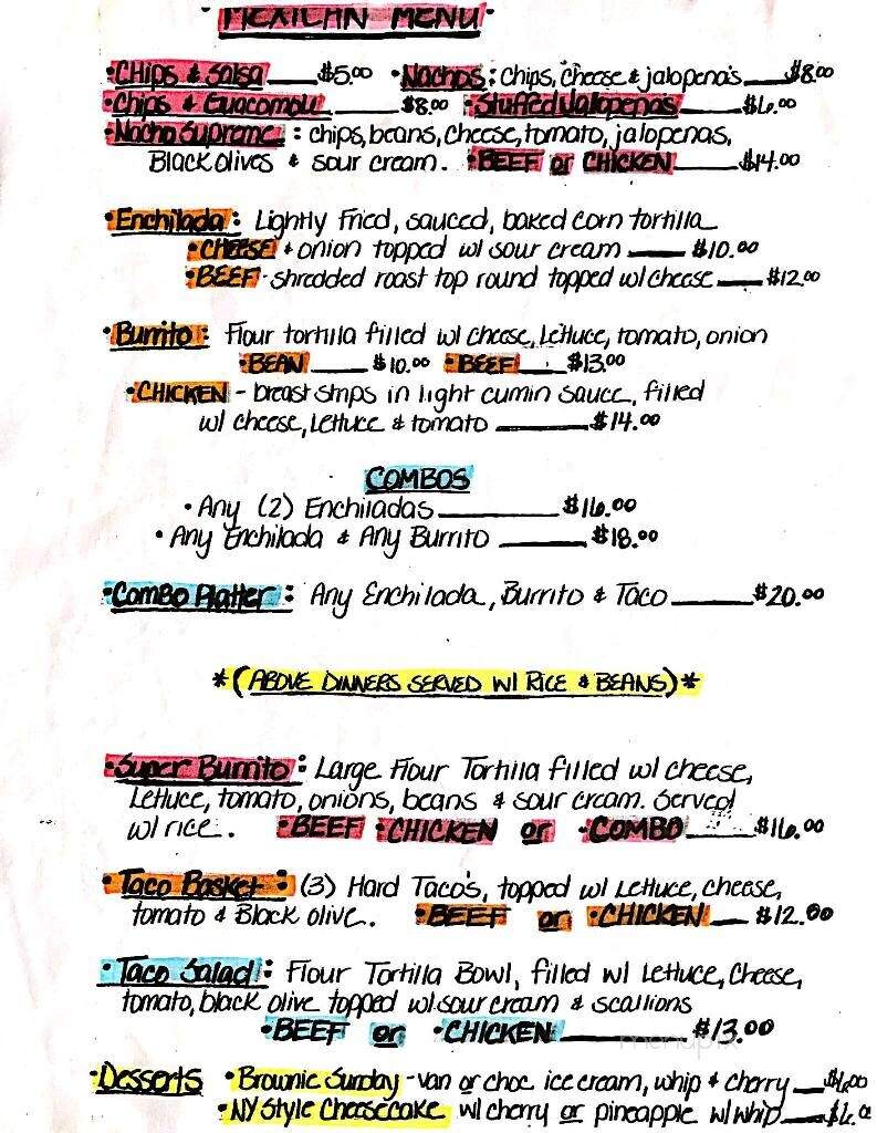 Stony Creek Inn & Rest - Stony Creek, NY menu_pic