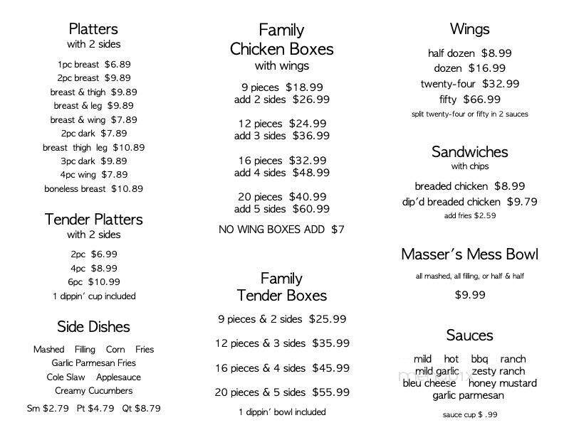 Masser's Country Fried Chicken - Paxinos, PA menu_pic