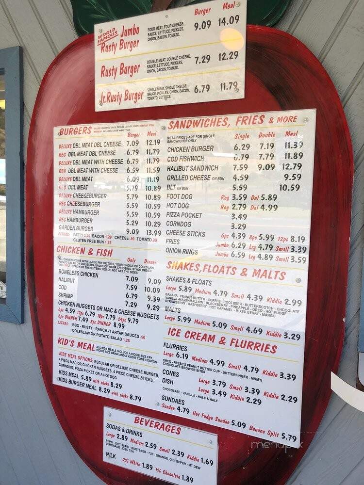 Rusty's Drive In - Cashmere, WA menu_pic