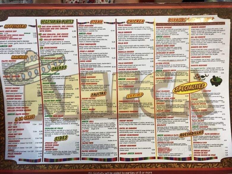 Ameca Mexican Restaurant - Monticello, AR menu_pic