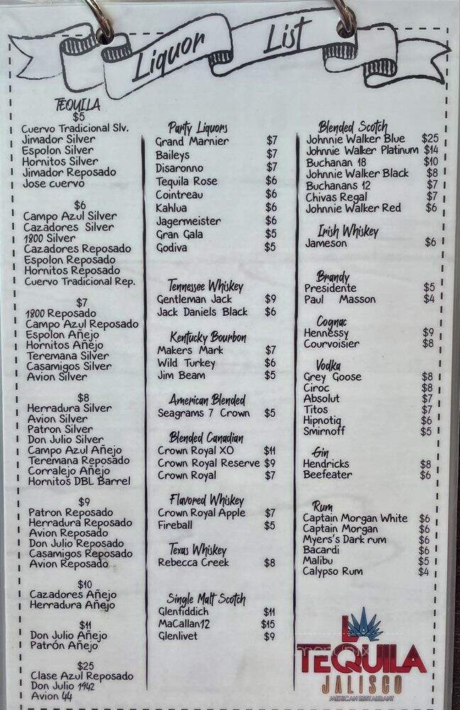 La Tequila Jalisco Restaurant - Rockport, TX menu_pic