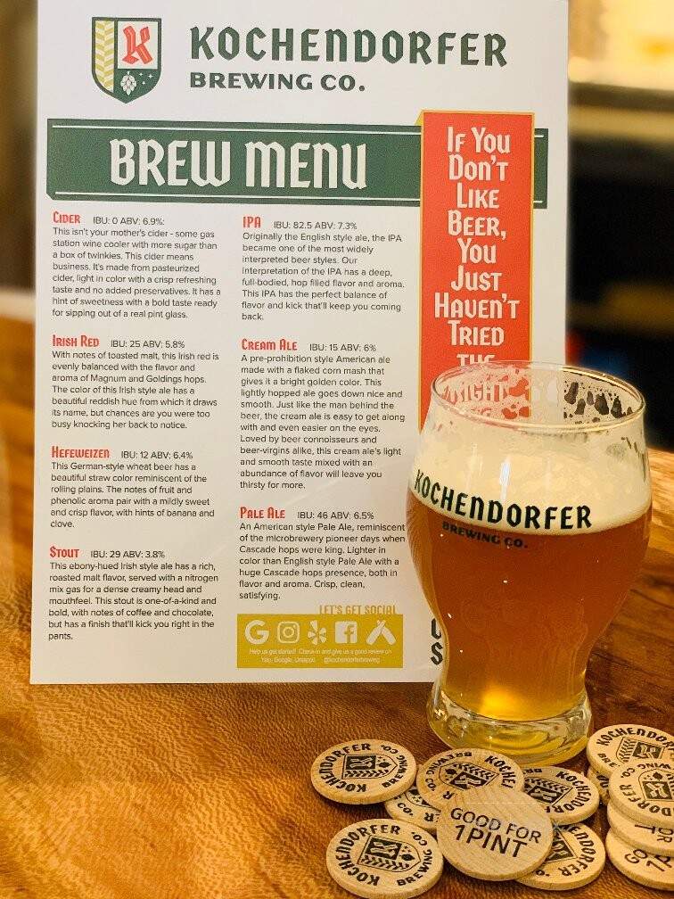 Kochendorfer Brewing - Duncan, OK menu_pic