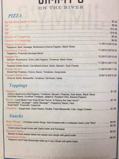 Jimmy's on the River - Swannanoa, NC menu_pic