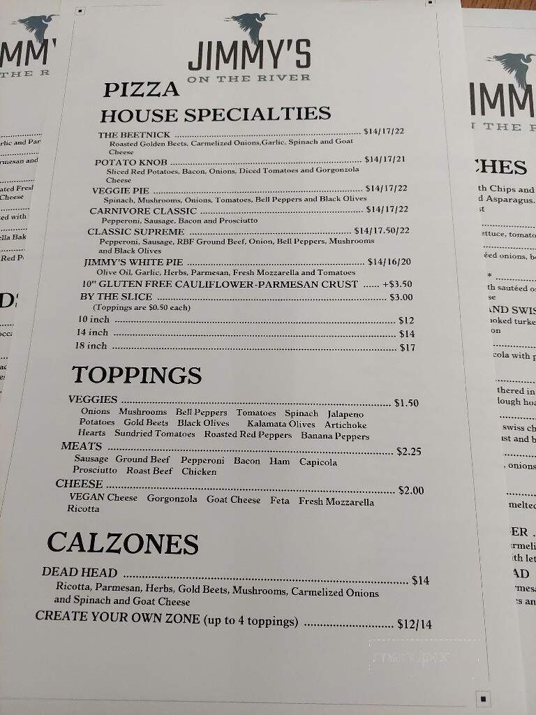 Jimmy's on the River - Swannanoa, NC menu_pic