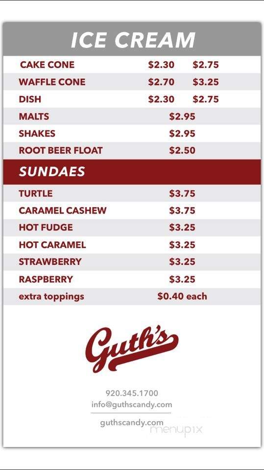 Guth's End of the Trail Candy Shoppe - Waupun, WI menu_pic