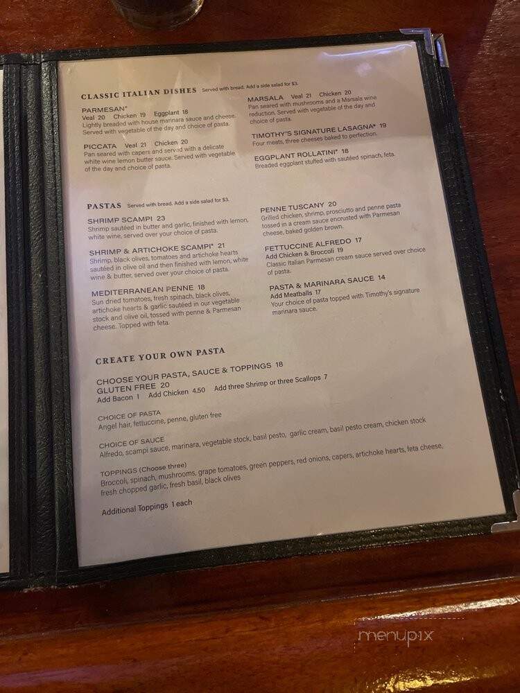 Timothy's Restaurant & Pizzeria - Lee, MA menu_pic