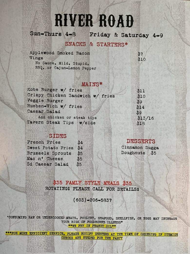 River Road Tavern - Bedford, NH menu_pic