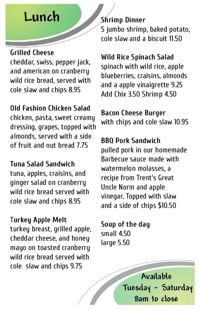Chickadee Cottage Cafe - Lake City, MN menu_pic