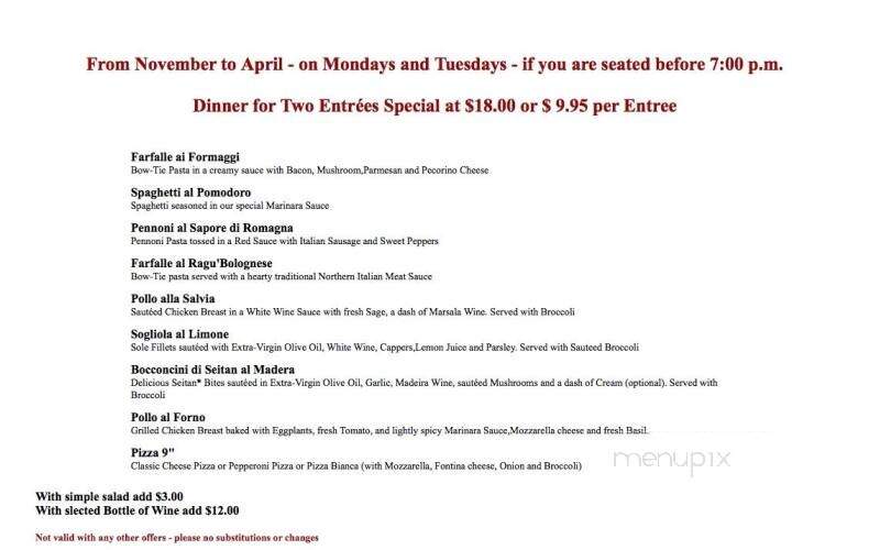 Lucia Italian Restaurant - Newport, RI menu_pic