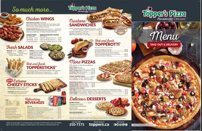 Topper's Pizza - Kapuskasing, ON menu_pic