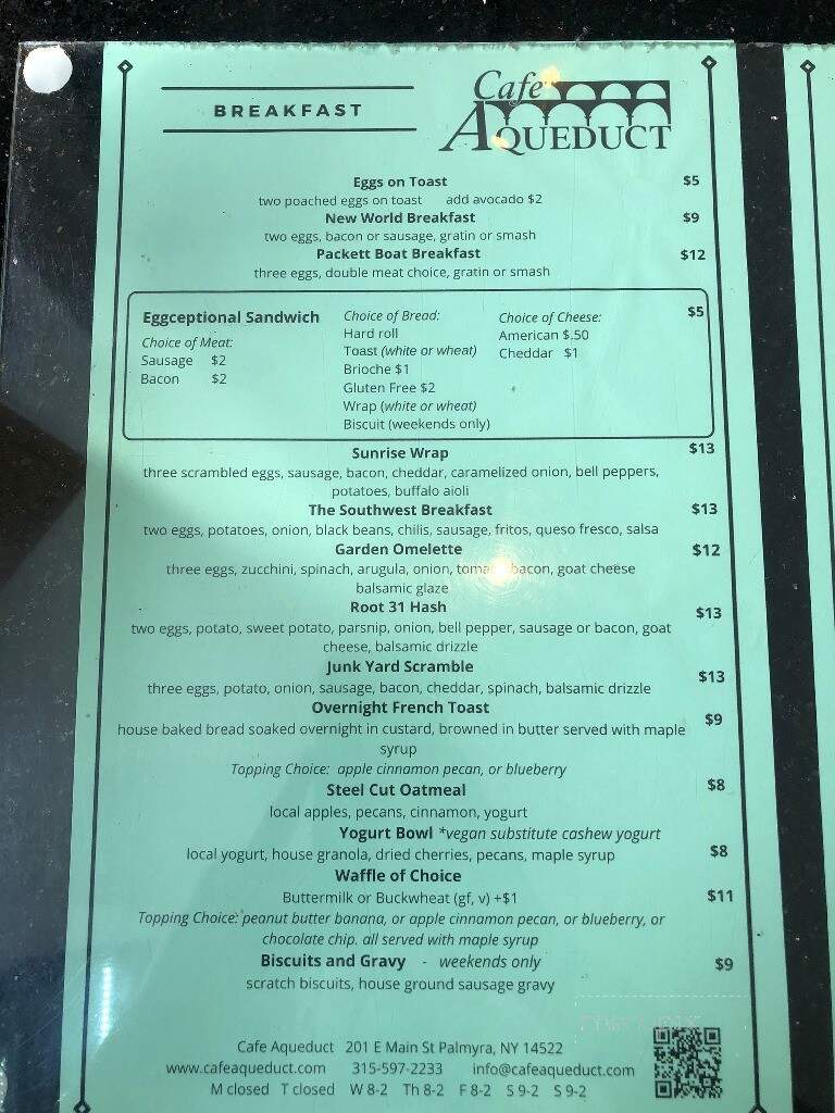 Cafe Aqueduct - Palmyra, NY menu_pic