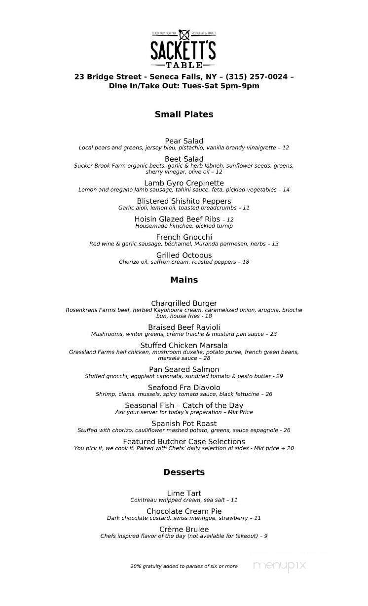 Sackett's Table - Seneca Falls, NY menu_pic