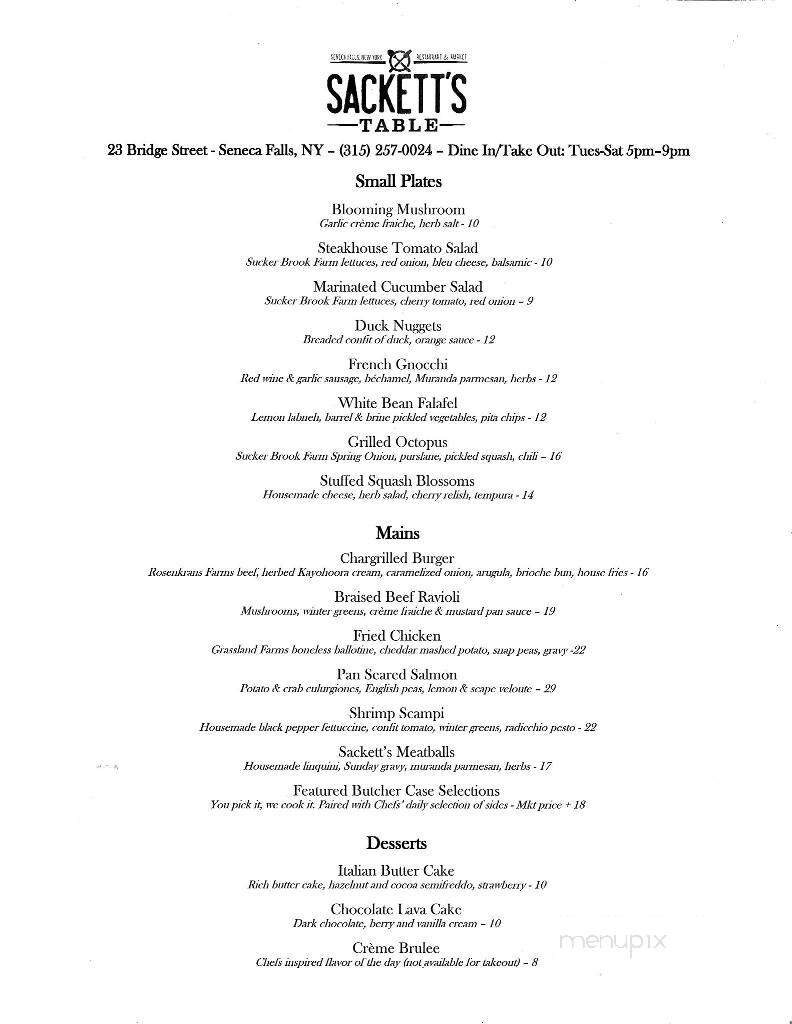 Sackett's Table - Seneca Falls, NY menu_pic
