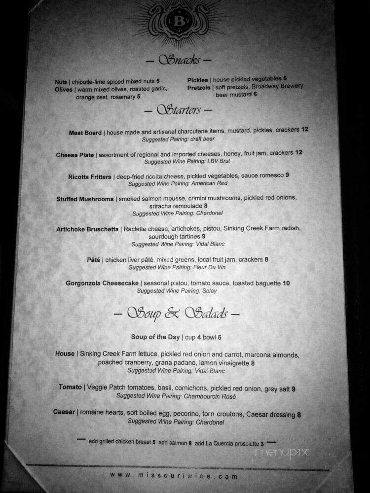 Blufftop Bistro - Rocheport, MO menu_pic