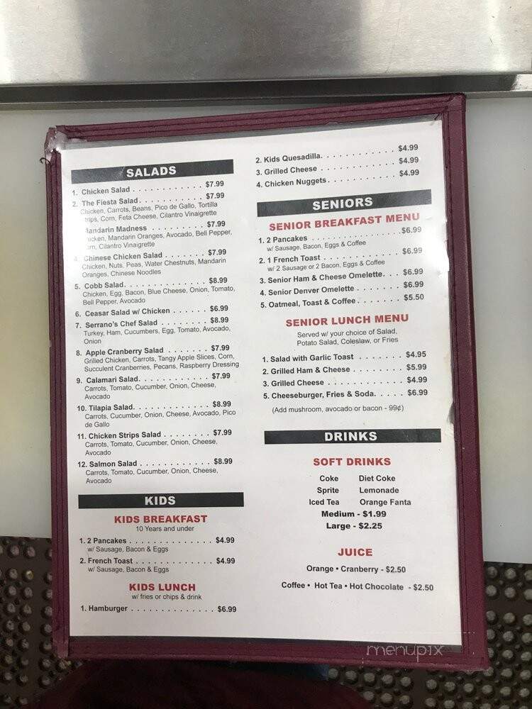Serrano's Cafe - West Sacramento, CA menu_pic