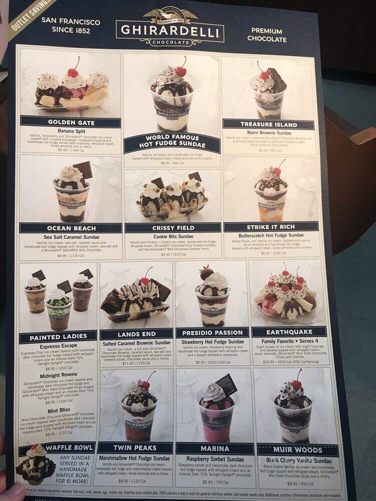 Ghirardelli Chocolate Outlet and Ice Cream Shop - Lathrop, CA menu_pic