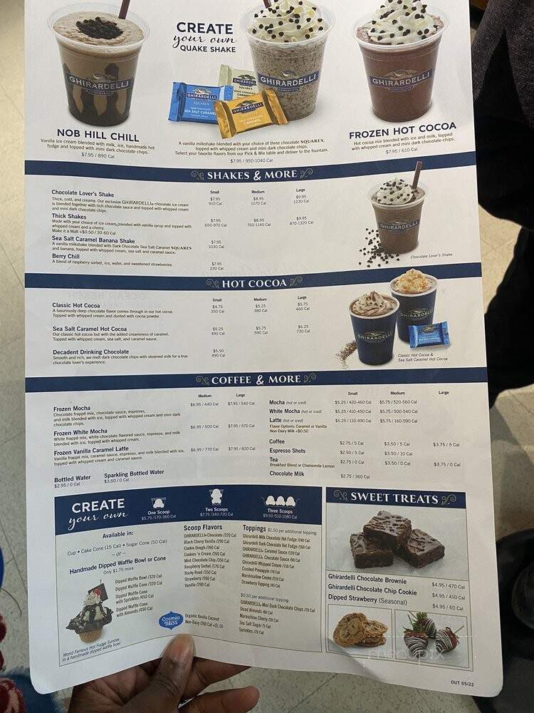 Ghirardelli Chocolate Outlet and Ice Cream Shop - Lathrop, CA menu_pic