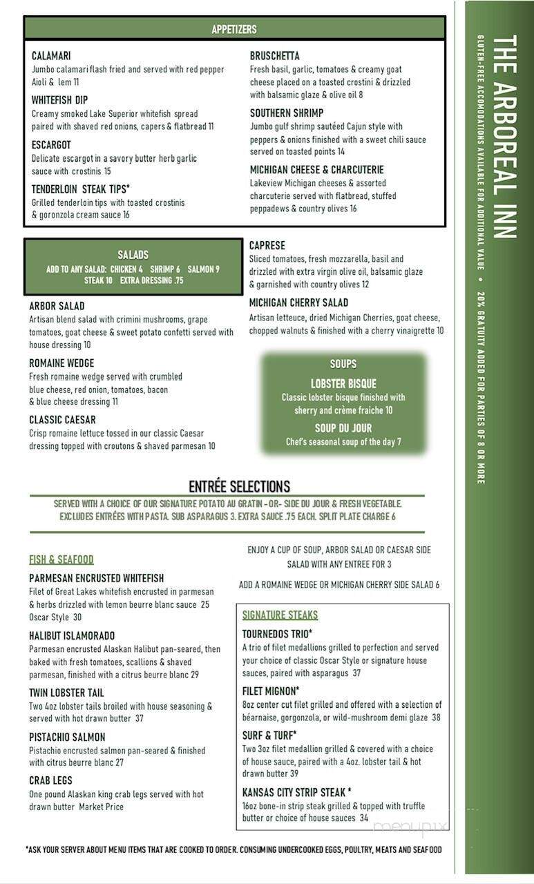Arboreal Inn - Spring Lake, MI menu_pic