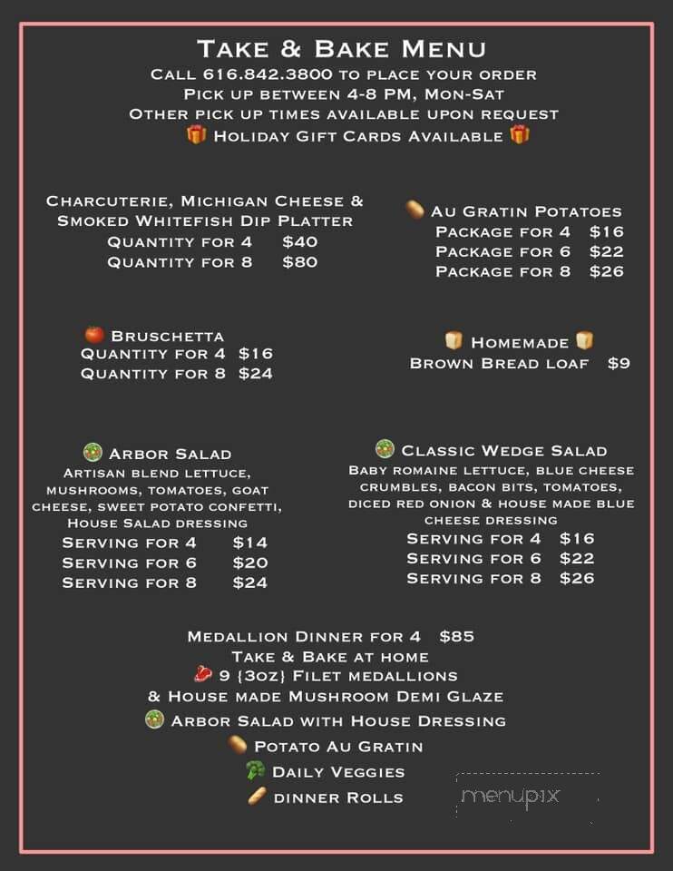 Arboreal Inn - Spring Lake, MI menu_pic