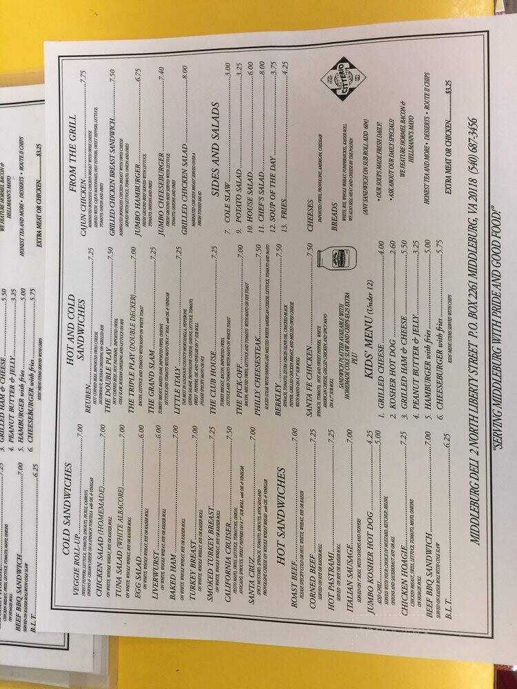 Dank's Deli - Middleburg, VA menu_pic