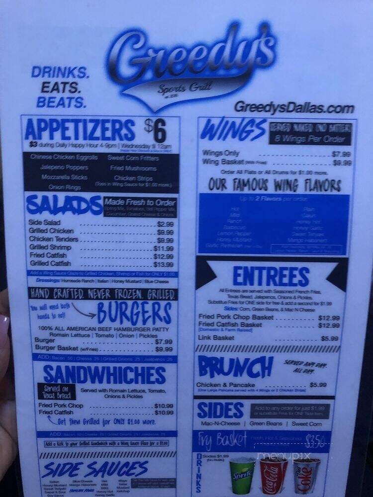 Greedy's Sports Grill & Lounge - Duncanville, TX menu_pic