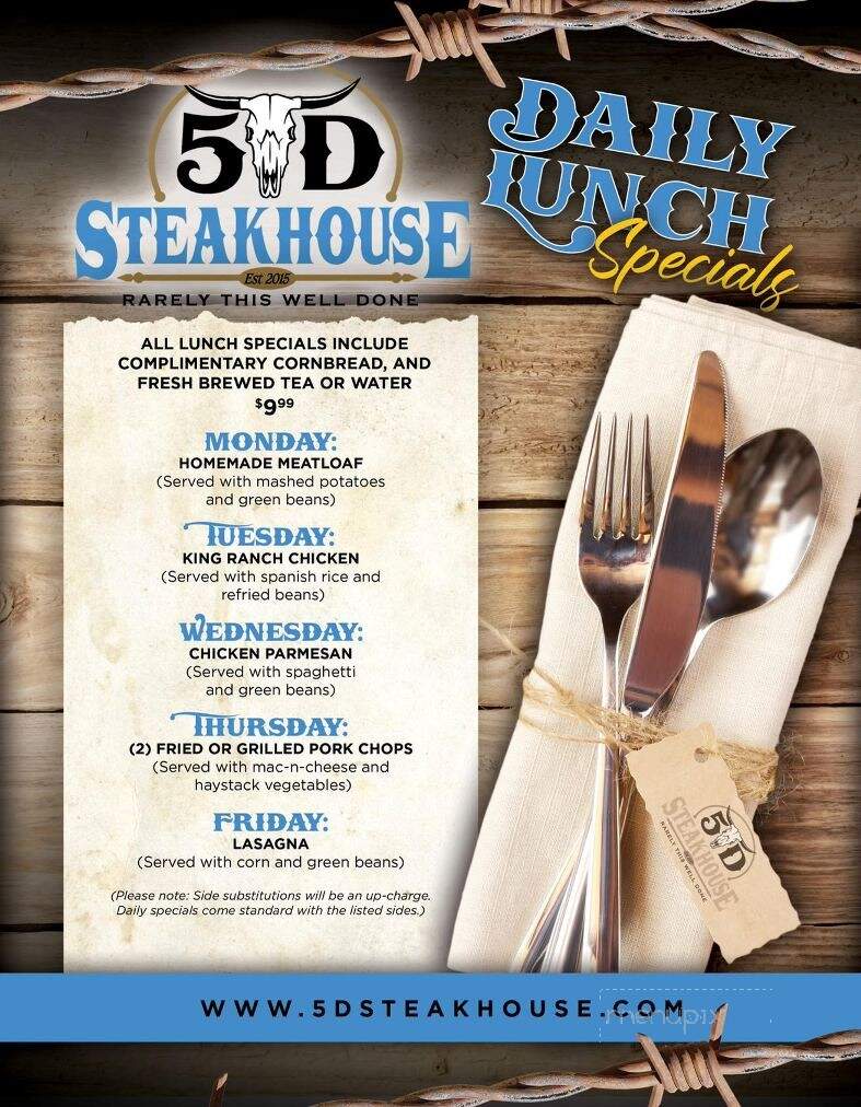 5D Steakhouse & Lounge - Yorktown, TX menu_pic