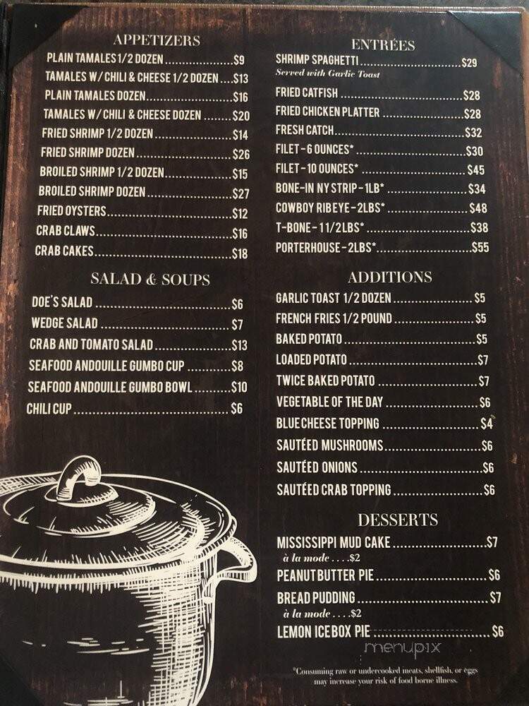 Doe's Eat Place - Biloxi, MS menu_pic