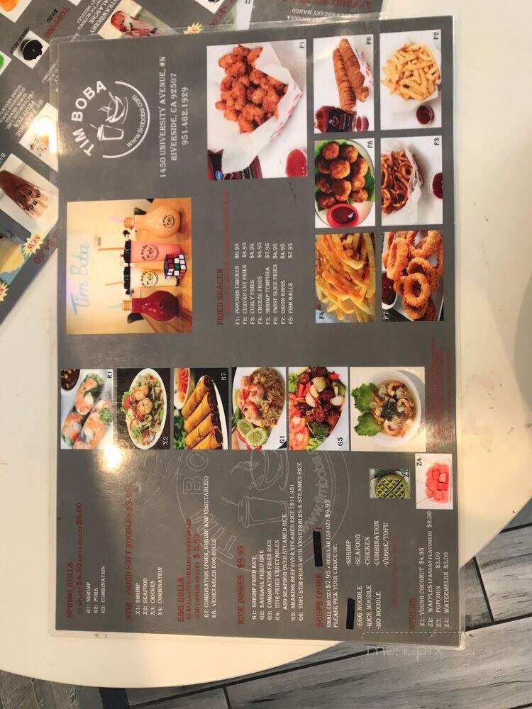 Tim Boba - Riverside, CA menu_pic