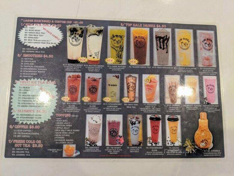 Tim Boba - Riverside, CA menu_pic
