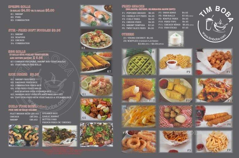 Tim Boba - Riverside, CA menu_pic
