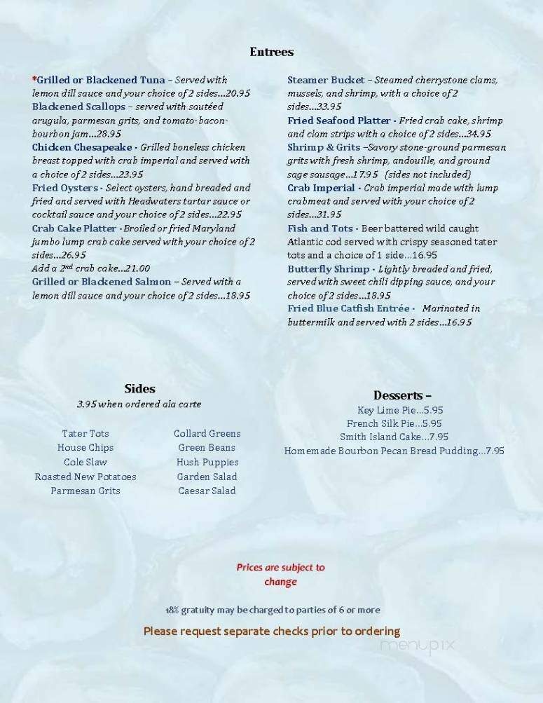 Headwaters Seafood & Grille - Easton, MD menu_pic