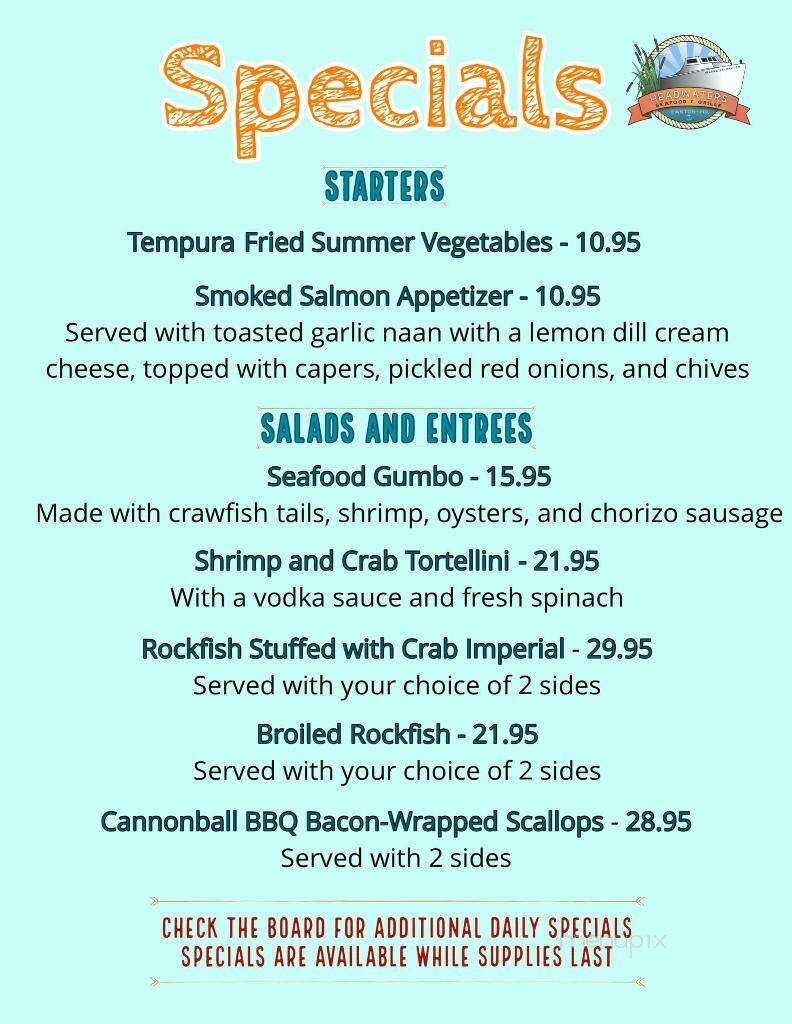 Headwaters Seafood & Grille - Easton, MD menu_pic