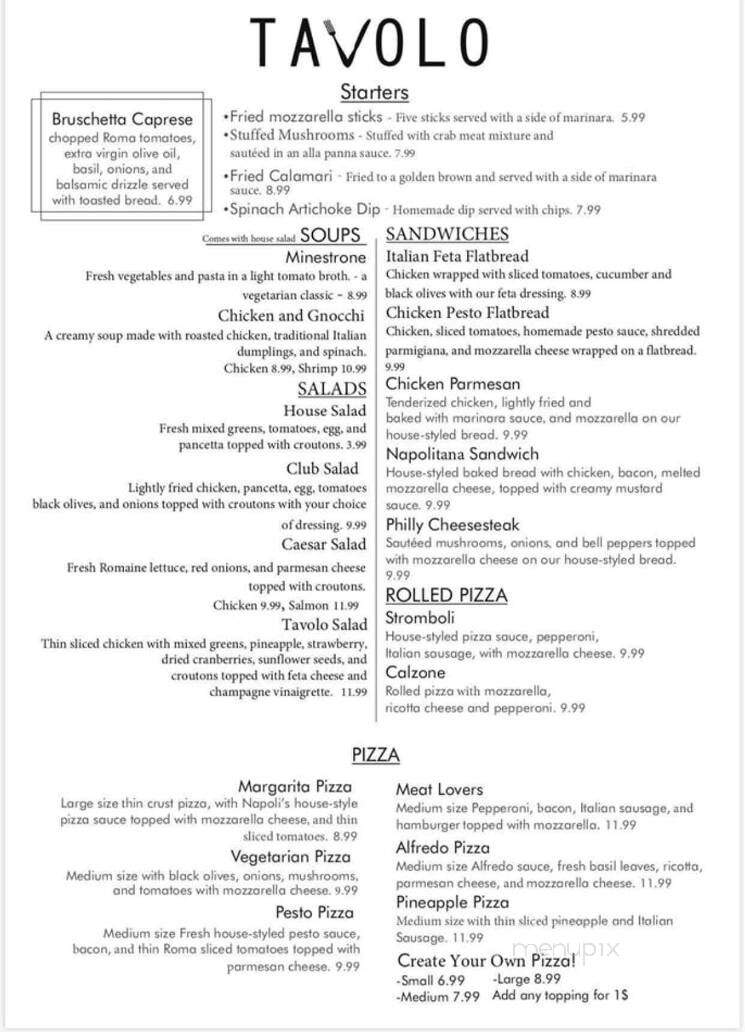 Tavolo Italian Ristorante - Batesville, AR menu_pic