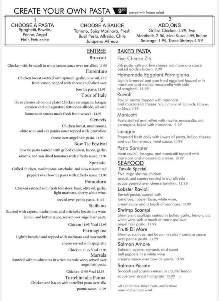 Tavolo Italian Ristorante - Batesville, AR menu_pic