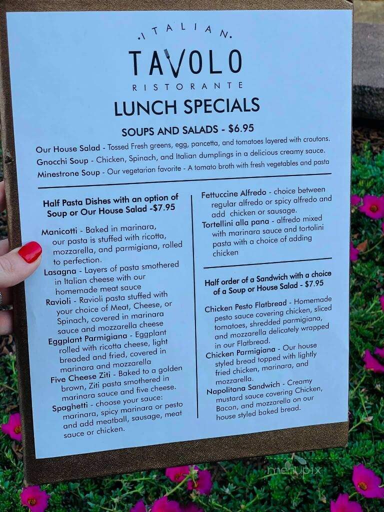 Tavolo Italian Ristorante - Batesville, AR menu_pic