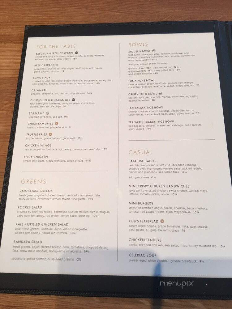 Cactus Club Cafe Sherway Gardens - Toronto, ON menu_pic