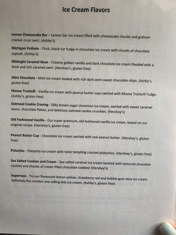 Bailey's Ice Cream and Smokehouse - Metamora, MI menu_pic