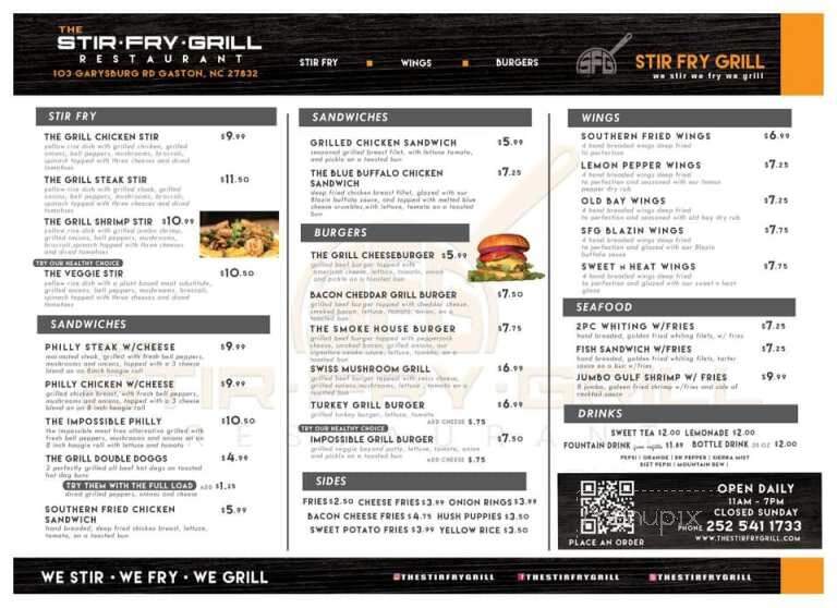 The Stir Fry Grill - Gaston, NC menu_pic