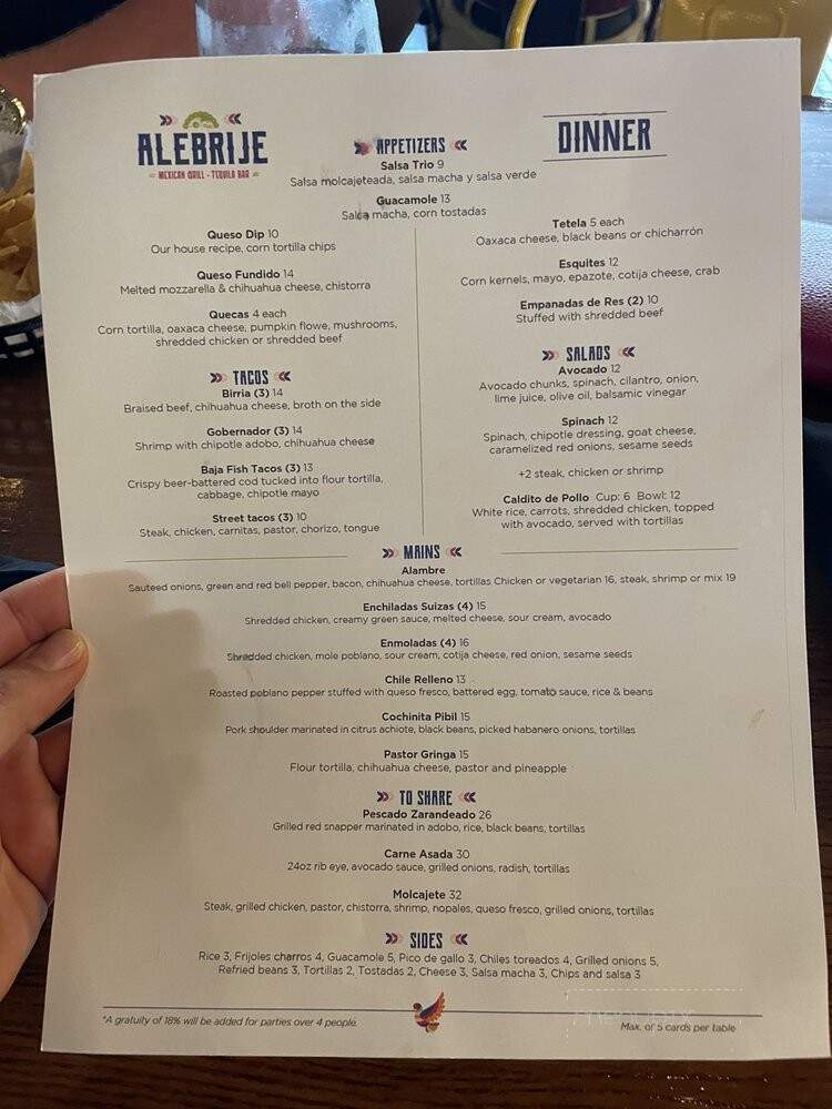 Alebrije Mexican Grill & Tequila Bar - Sanford, FL menu_pic