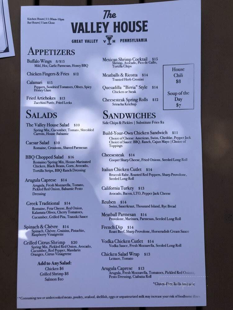 The Valley House - Malvern, PA menu_pic
