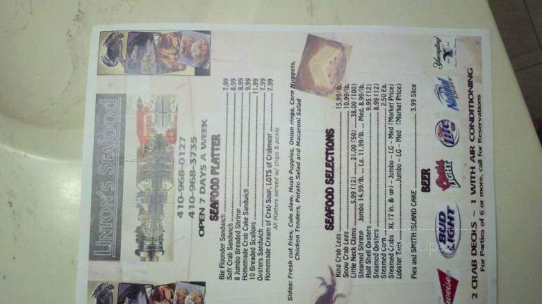 Lintons Seafood - Crisfield, MD menu_pic