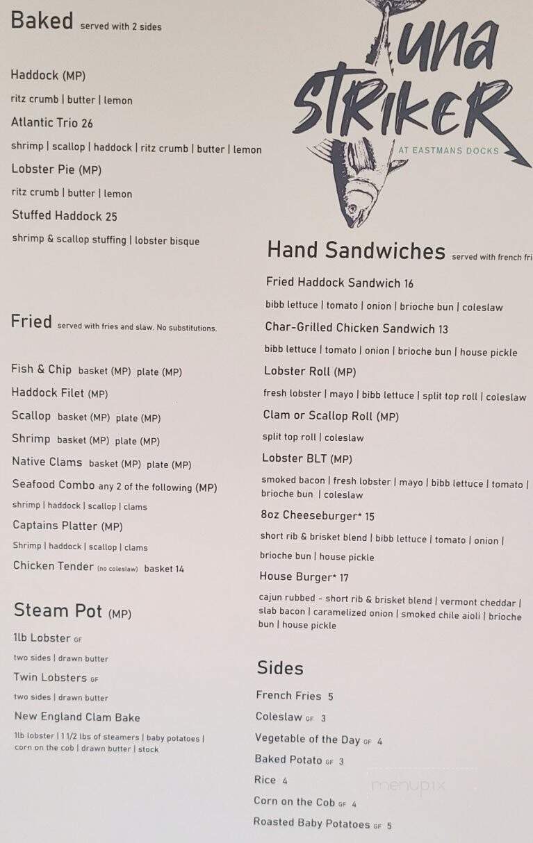 Tuna Striker Pub - Seabrook, NH menu_pic