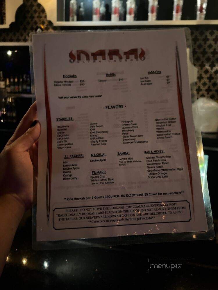 Nara Ultra Lounge - San Diego, CA menu_pic