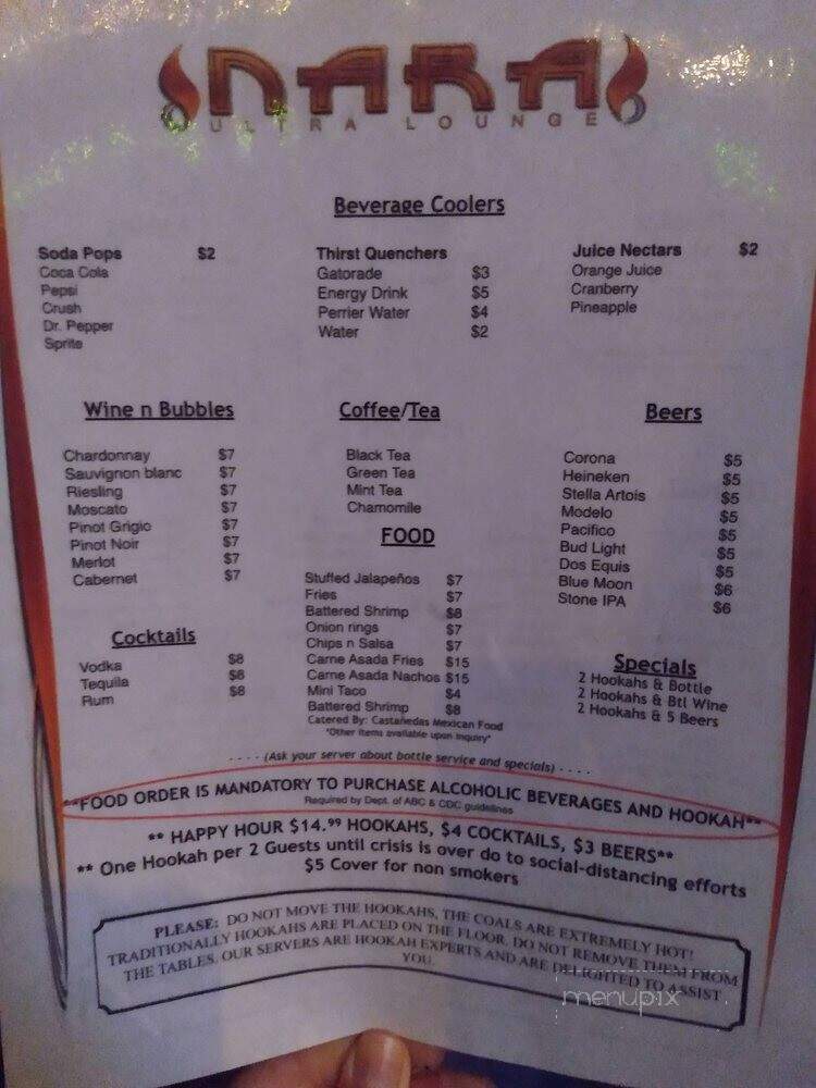 Nara Ultra Lounge - San Diego, CA menu_pic
