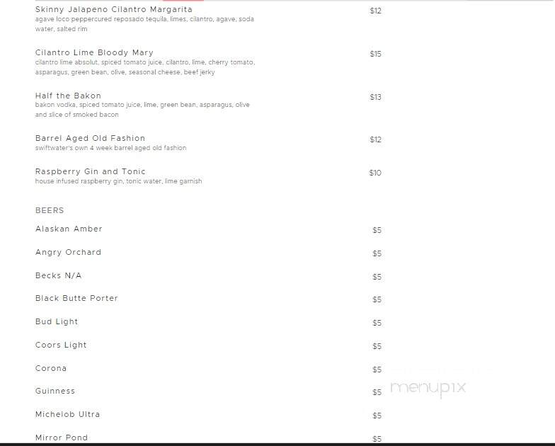 Hoist House Restaurant @ Swiftwater Cellars - Cle Elum, WA menu_pic