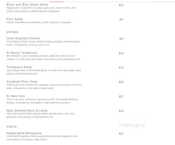 Hoist House Restaurant @ Swiftwater Cellars - Cle Elum, WA menu_pic